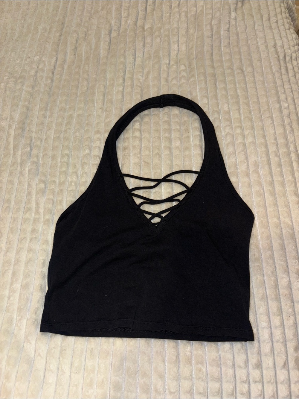 Express Black Crewneck Top with Subtle Stitching